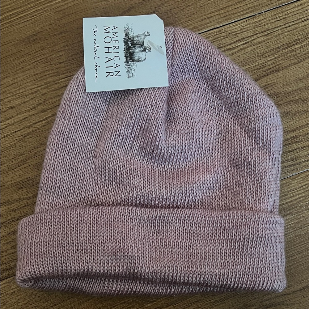 American Mohair Pink Knit Beanie
